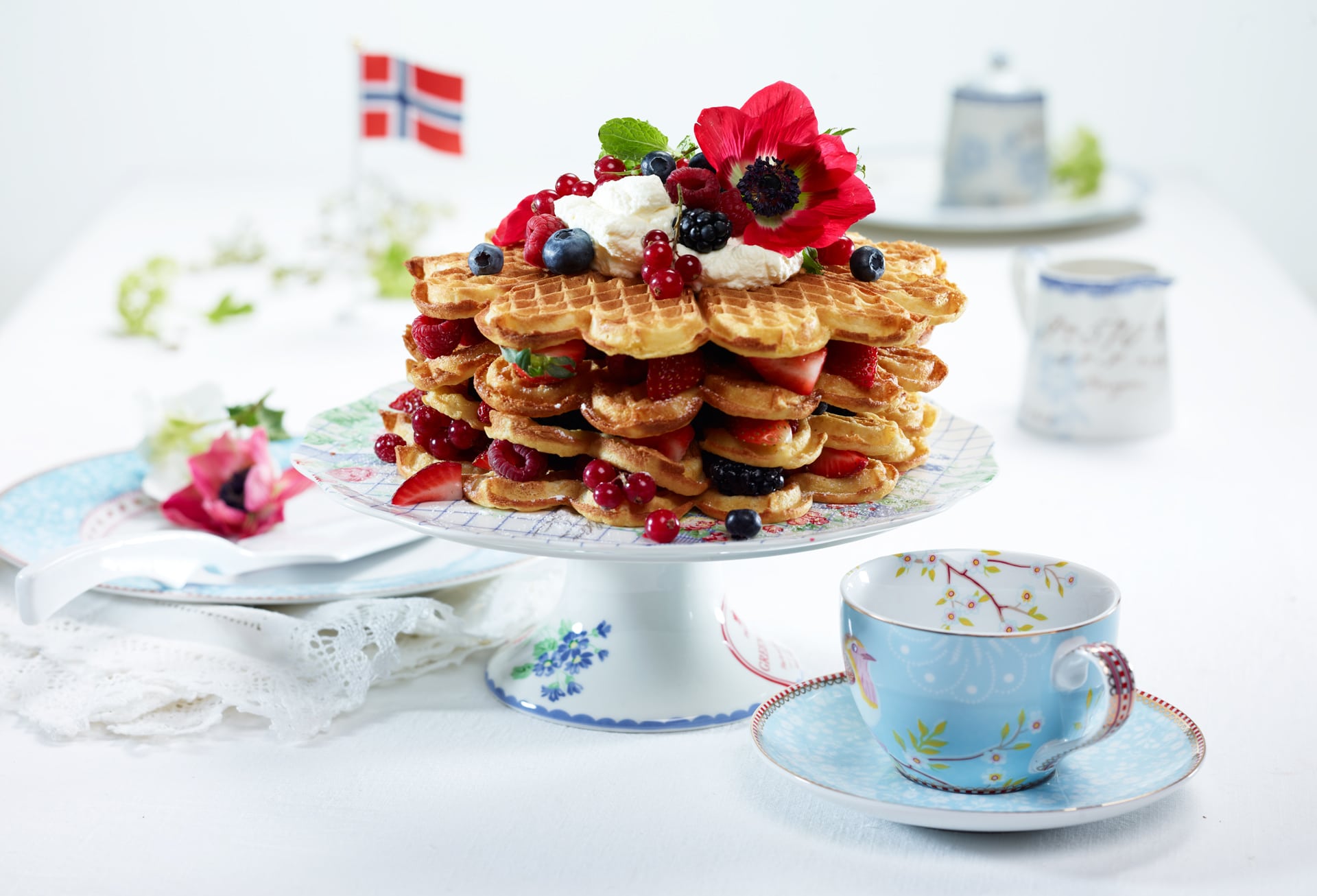 Vaffelkake til 17. mai. Foto.
