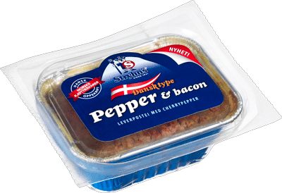 Stryhns Pepper- og baconpostei. Foto.
