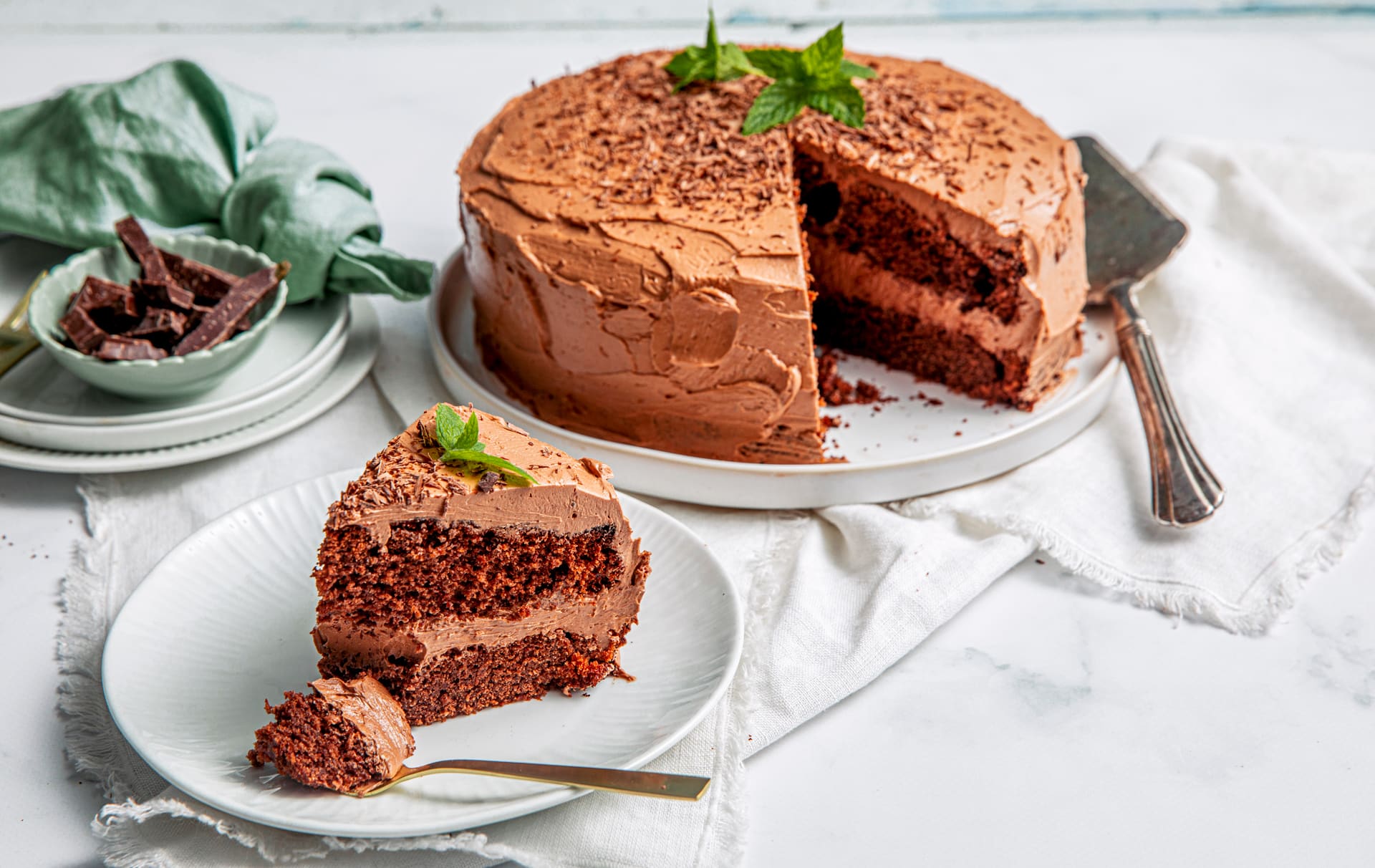 Rund sjokoladekake med sjokoladekrem