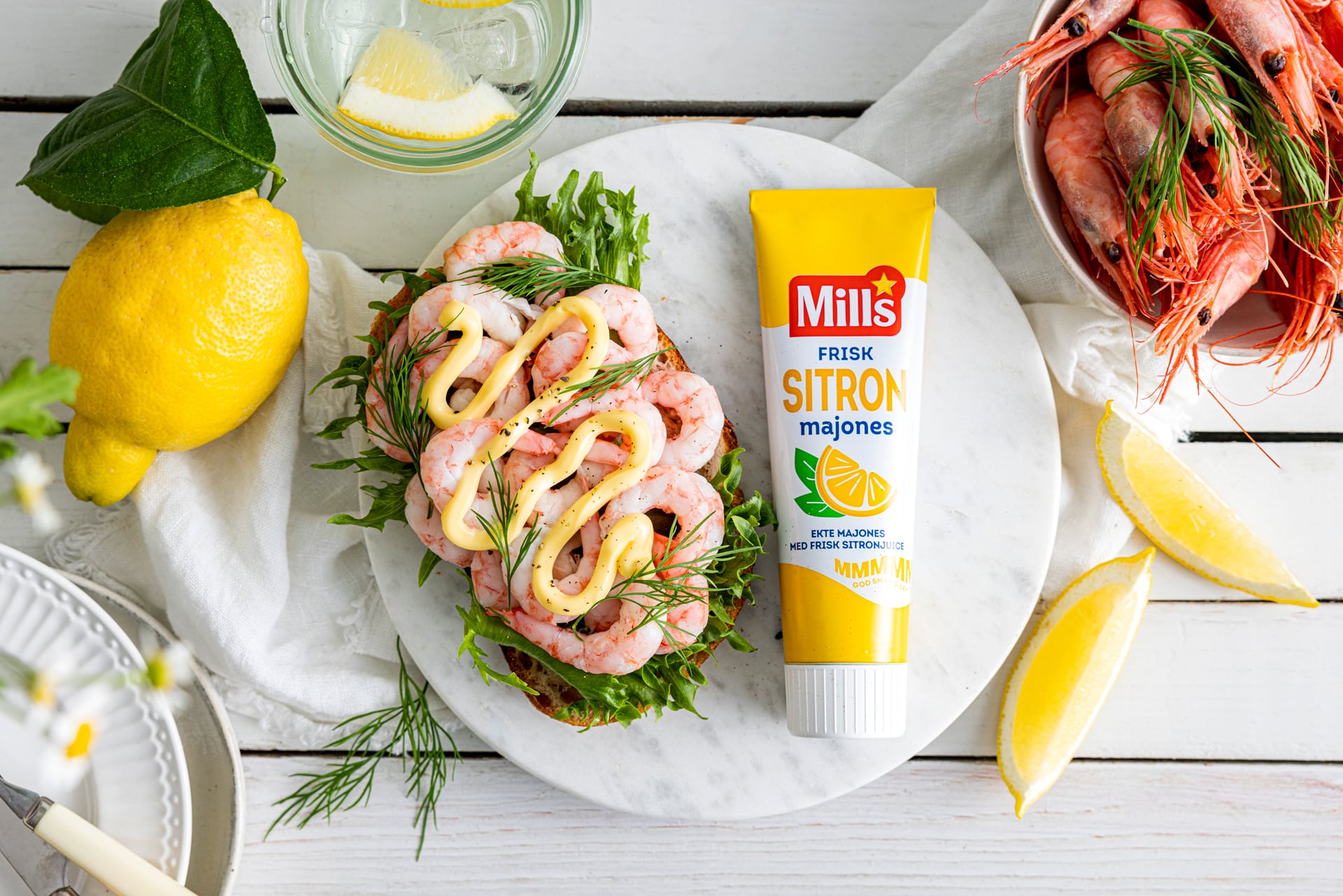 Rekesmørbrød med Mills Sitronmajones
