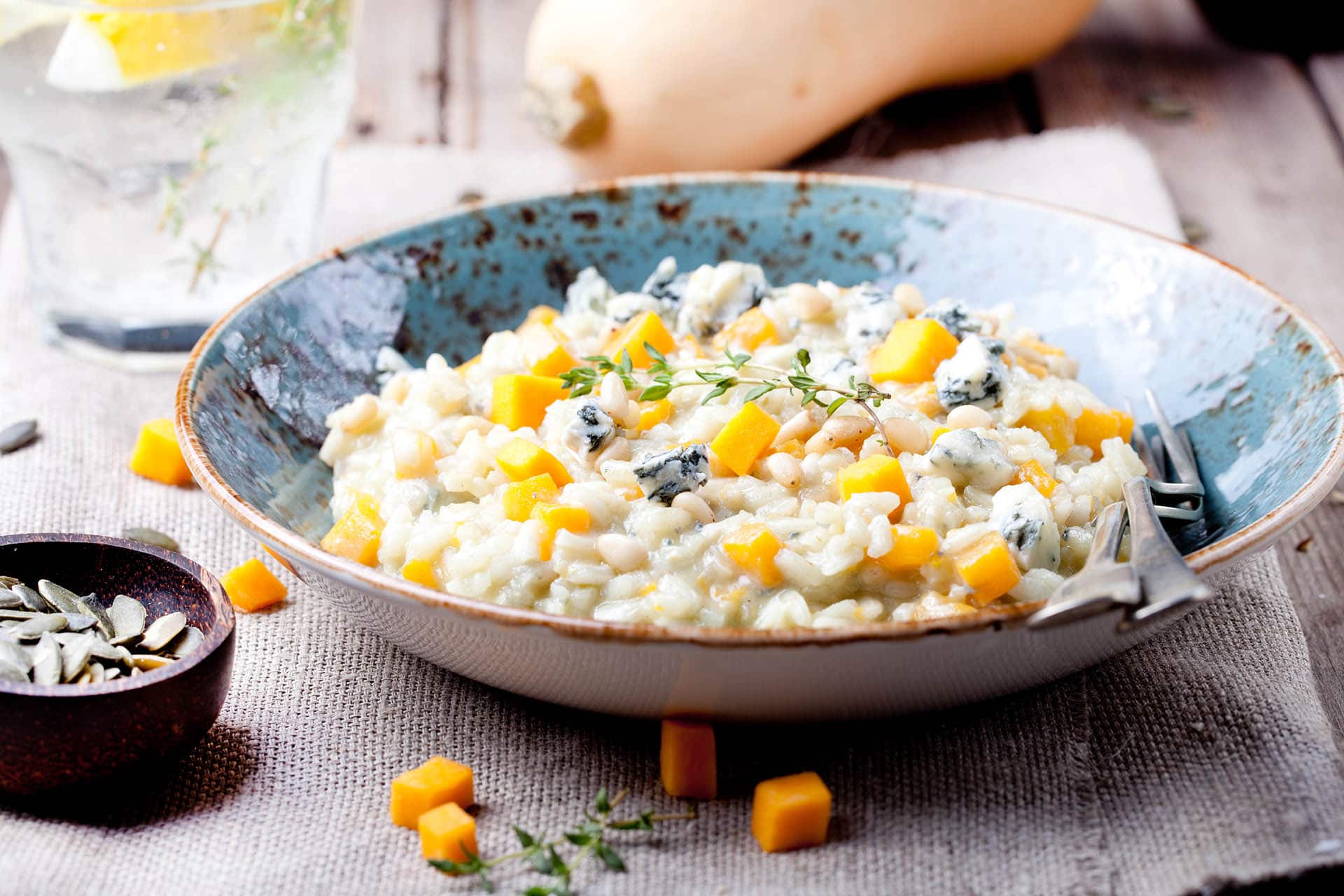 Risotto med gresskar og blåmuggost